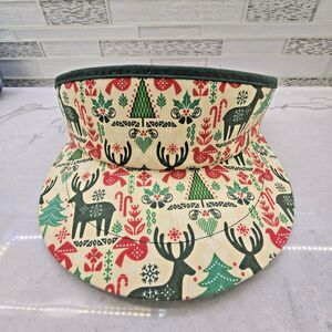 Imperial Golf/Tennis Ugly Holiday Visor Reindeer Candy Cane Print Green Red Mens